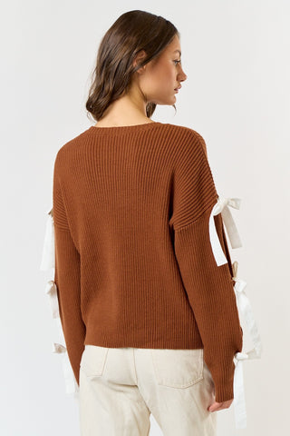 Caramel Ivory Bow Sweater