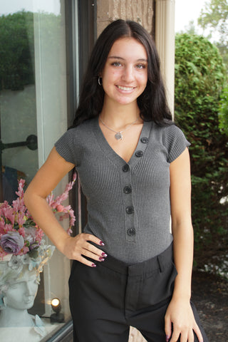 Clean Slate Bodysuit: Charcoal