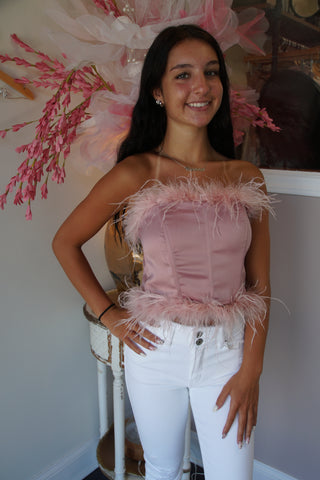 Dusty Rose Satin Corset Top