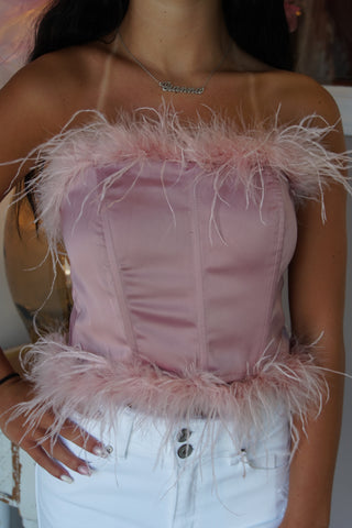 Dusty Rose Satin Corset Top