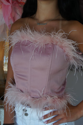 Dusty Rose Satin Corset Top