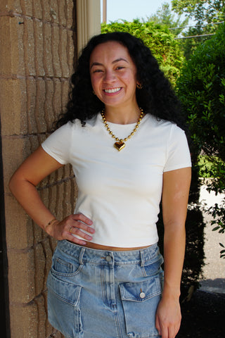 Sculpt Baby Tee - White