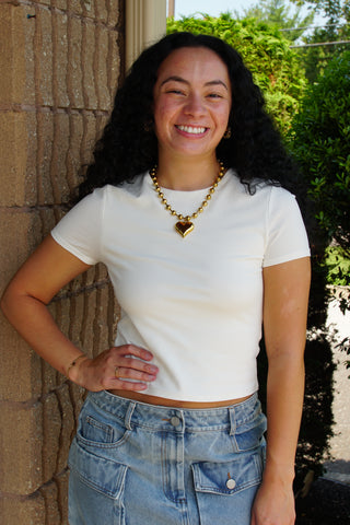 Sculpt Baby Tee - White