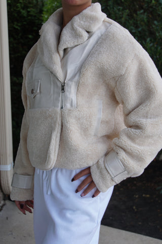 Frosted Cream Pleather Jacket