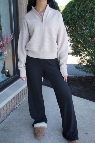 Sand Textured Dolman Half-Zip