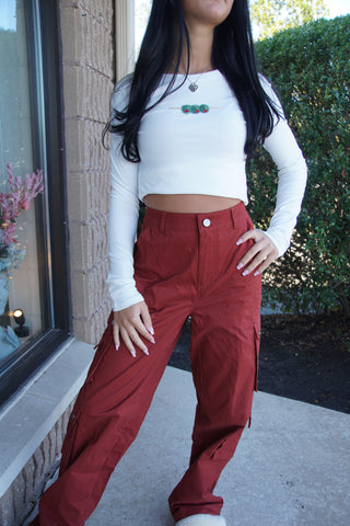 Cinnamon Wide Cargo Pant