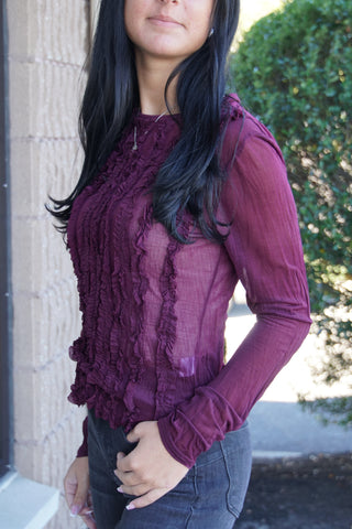 Plum Silky Sheer Top