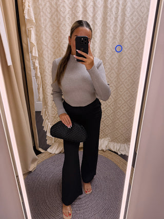 Ribbed Mock Neck Sweater Top