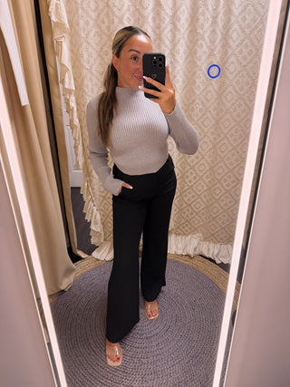 Ribbed Mock Neck Sweater Top