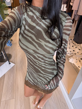 Olive Zebra Mini Dress