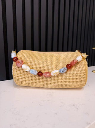 Natural Oval Straw Clutch