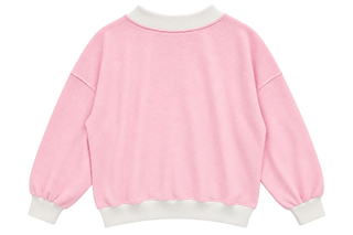 Pink Birds Striped Mockneck