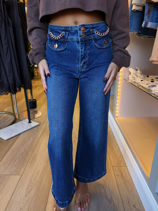 Stevie Rose Gold Chain Wide Leg Jean