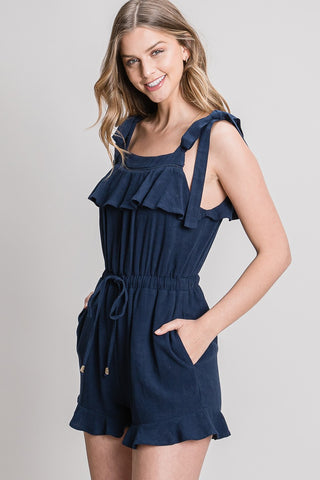 Marina Navy Linen Romper