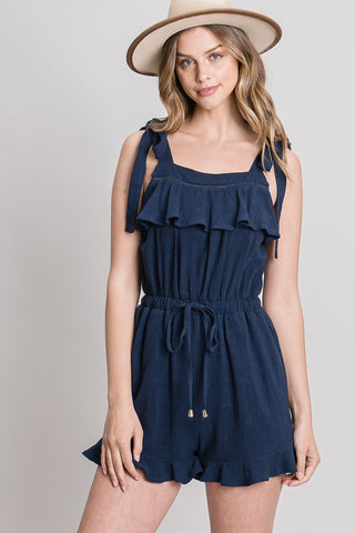 Marina Navy Linen Romper