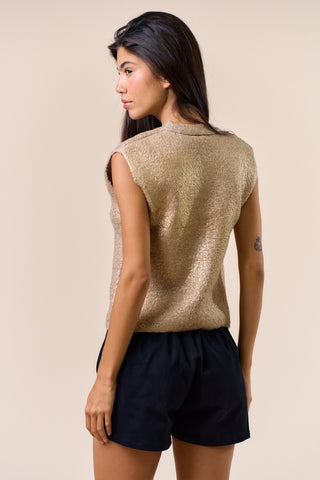 Gold Shimmer Sleeveless Sweater