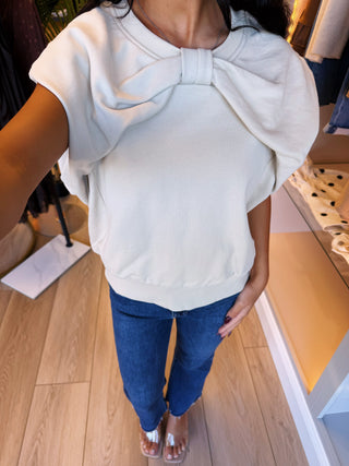 Cream Ribbon Detail Sweatshirt