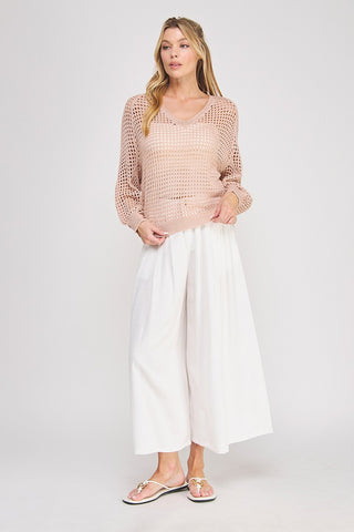 Peach Silver V-neck Sweater
