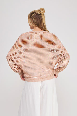 Peach Silver V-neck Sweater