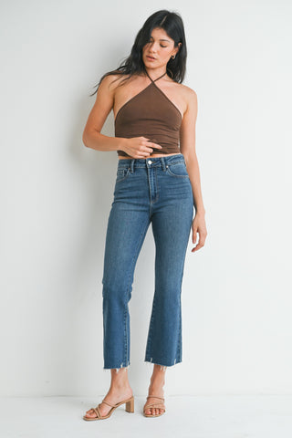Kennedy Dark Denim Distressed Flare Jeans