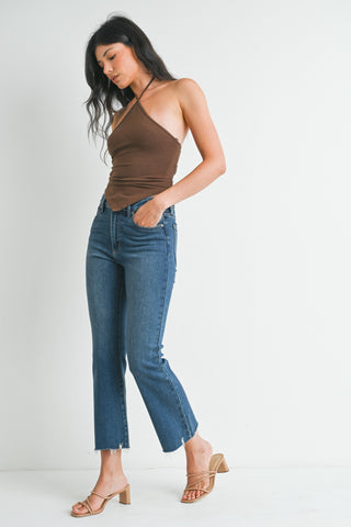 Kennedy Dark Denim Distressed Flare Jeans