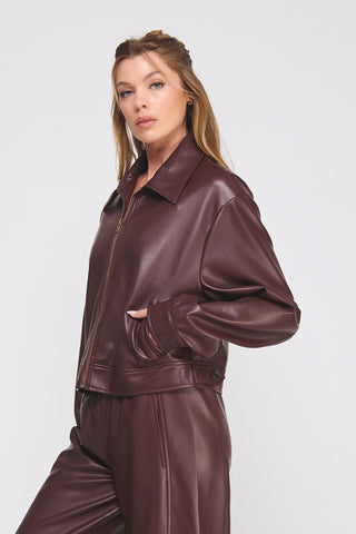 After Dark Pleather Jacket - Wine