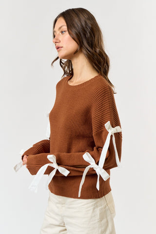 Caramel Ivory Bow Sweater