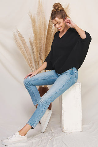 Black Dolman Staple Sweater