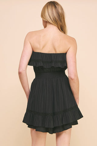 Midnight Strapless Smocked Romper