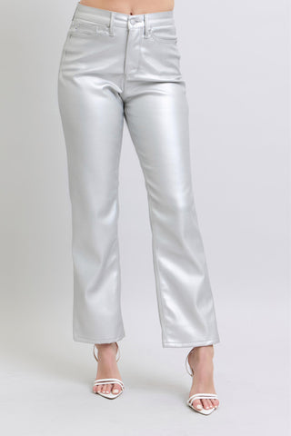 Judy Blue Silver Faux Leather Pant