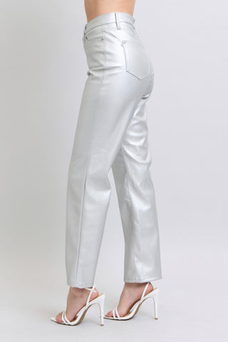Judy Blue Silver Faux Leather Pant