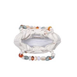 Ivory Sage Beaded Clutch