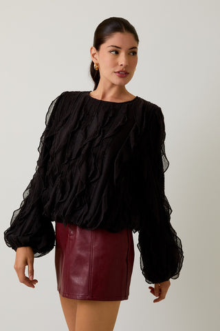 Ruffled Rhythm Blouse - Black