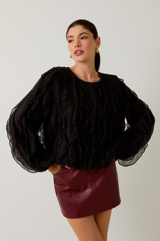 Ruffled Rhythm Blouse - Black