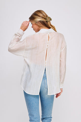Shimmer Sand Button Up Blouse