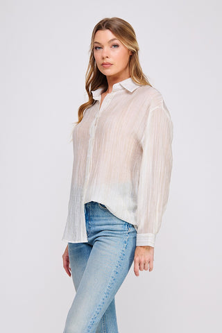 Shimmer Sand Button Up Blouse