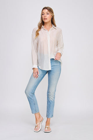 Shimmer Sand Button Up Blouse