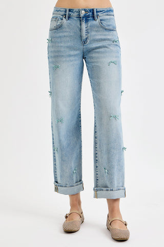 Sutton High Rise Ribbon Detail Jeans