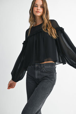 Chiffon Affair Blouse - Black