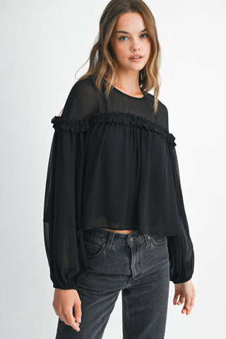Chiffon Affair Blouse - Black