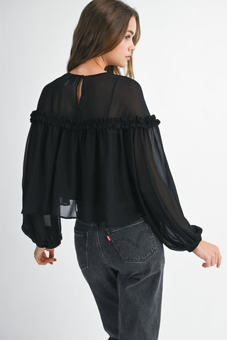 Chiffon Affair Blouse - Black