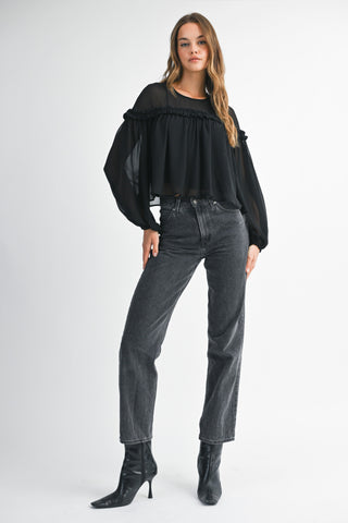 Chiffon Affair Blouse - Black