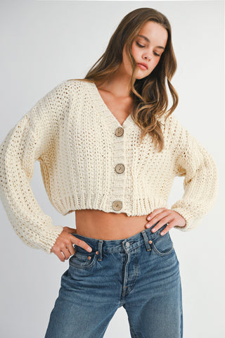 Cream Chunky Knit Cardigan