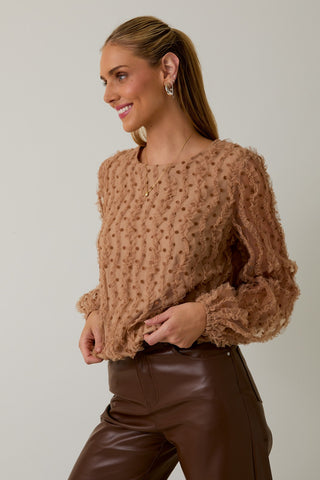 Textured Dot Top - Tan