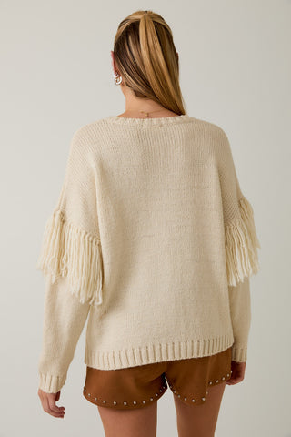 Cream Tassel Fringe Knit