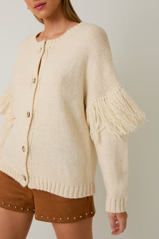 Cream Tassel Fringe Knit