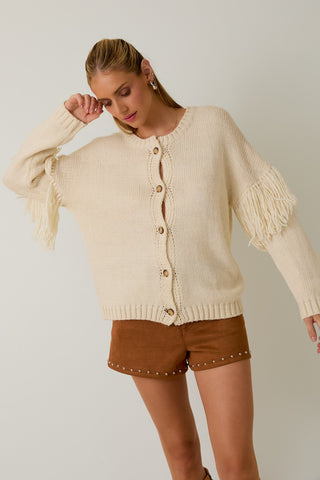 Cream Tassel Fringe Knit
