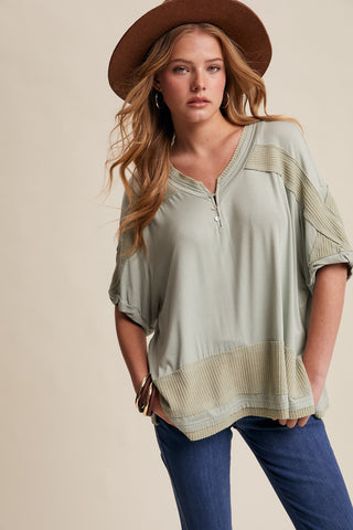 Sage Boho Henley Top