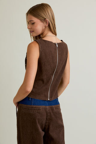 Brown Eyelet Tank
