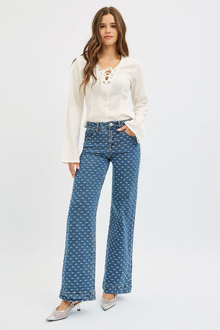 Juliette Wide Leg Bow Jeans